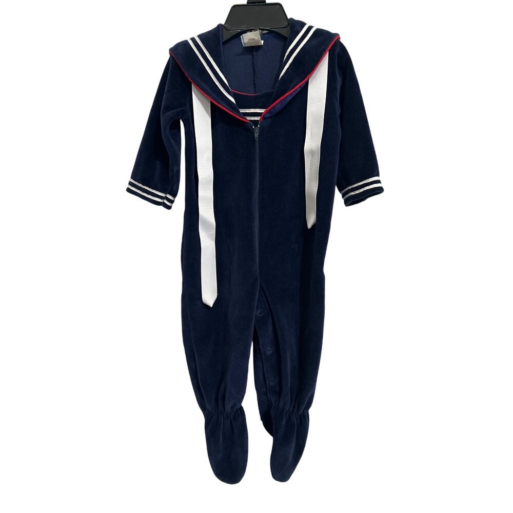 Vintage Baby Sailor Outfit 6-9 Months Navy Blue & White Nautical Theme